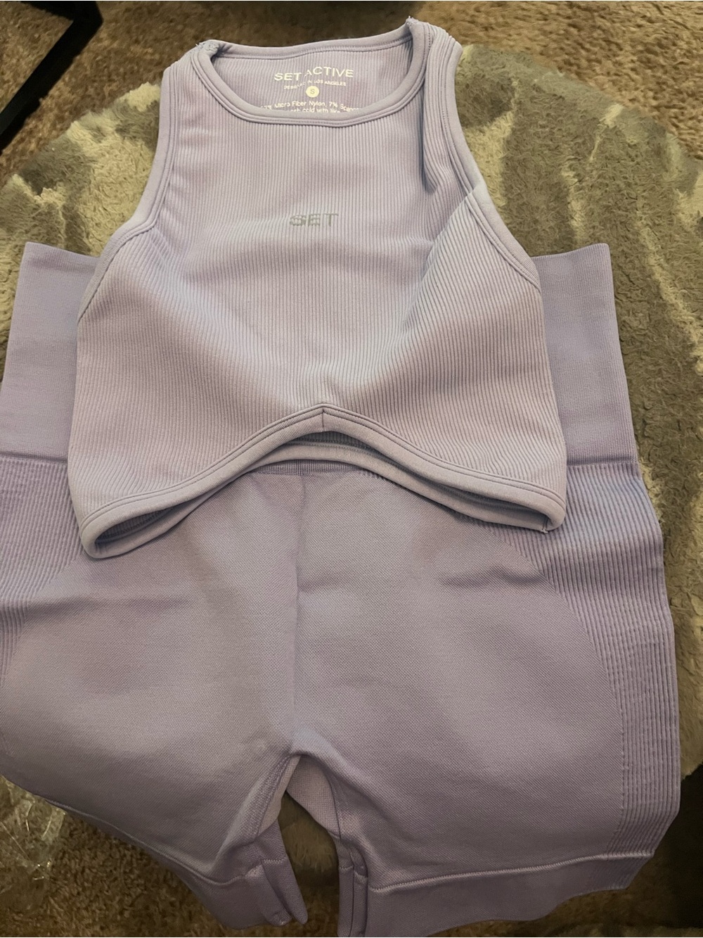 SET Active Lavender Ribbed High waisted set S